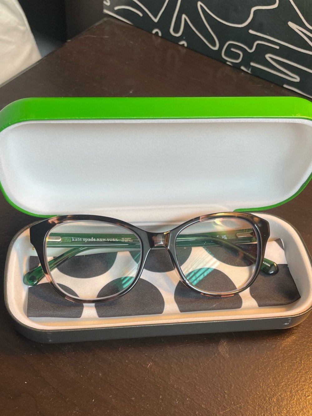 kate spade New York Green Tortoiseshell Eyeglasses